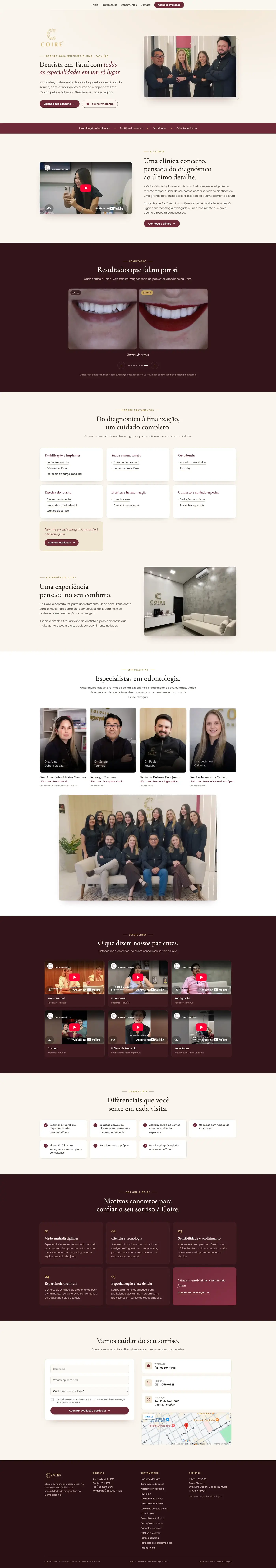 Coire Odontologia clinic site, full page