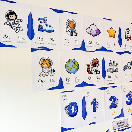 Astronauta illustrated alphabet cards